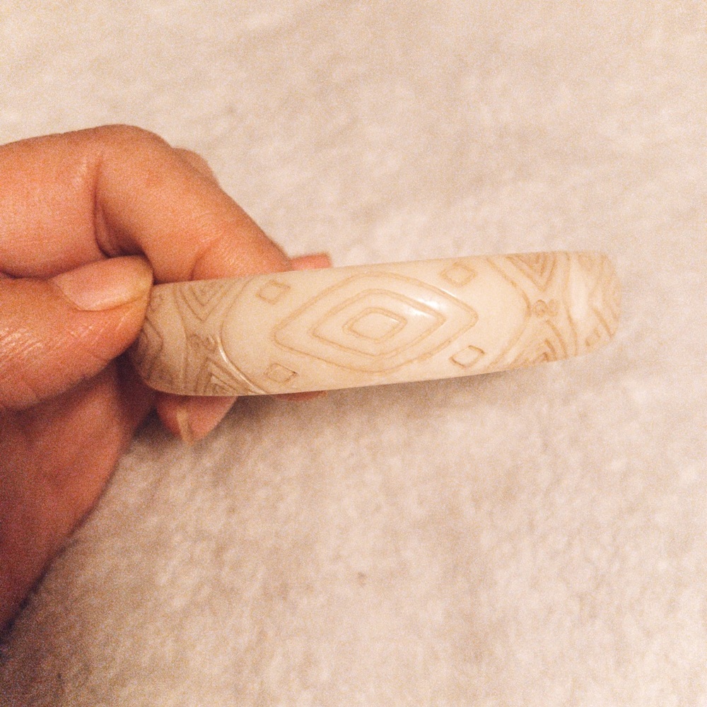 White carved boho bangle